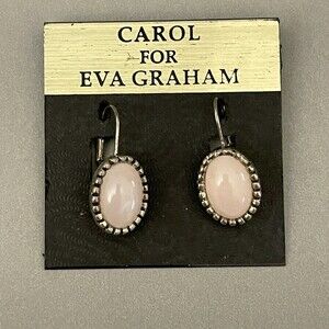 Carol for Eva Graham Silver-tone Pink Oval Fashion Earrings
